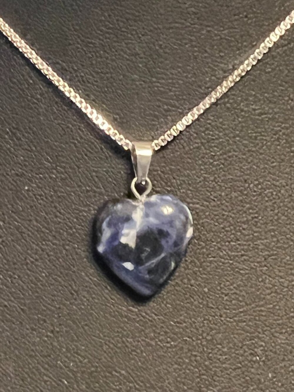 Heart Shaped Lapis Stone Pendant Necklace (238)